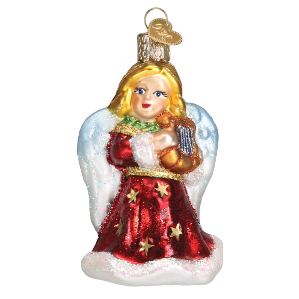 Red Angel With Lyre Ornament