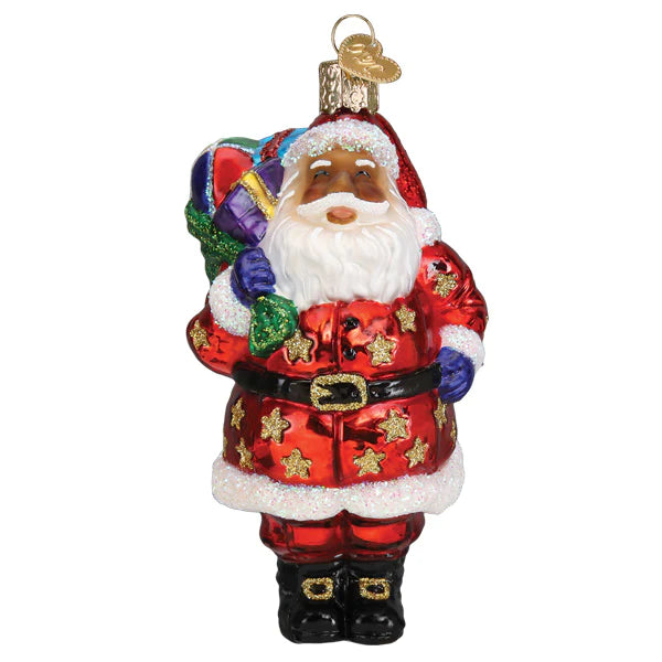 Jolly African American Santa Ornament